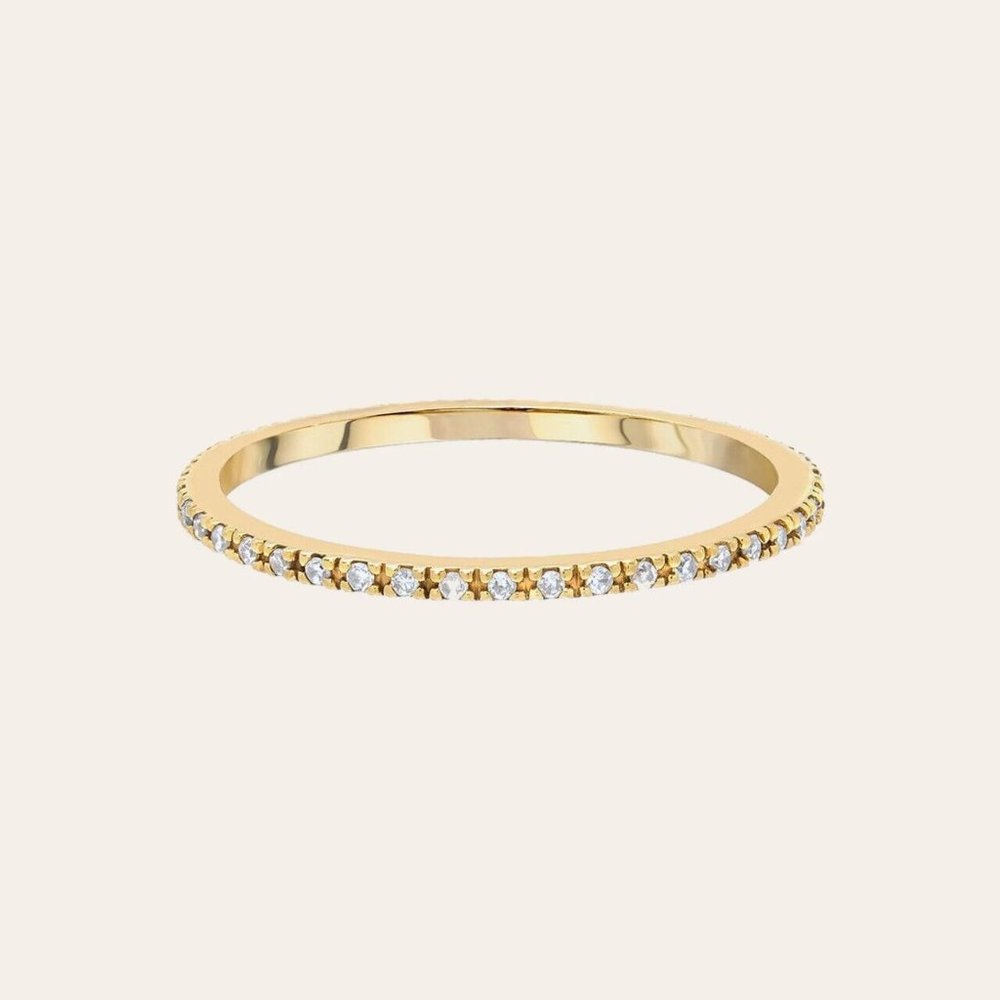 ZOE LEV 14k Yellow Gold Diamond Eternity Band Size 5